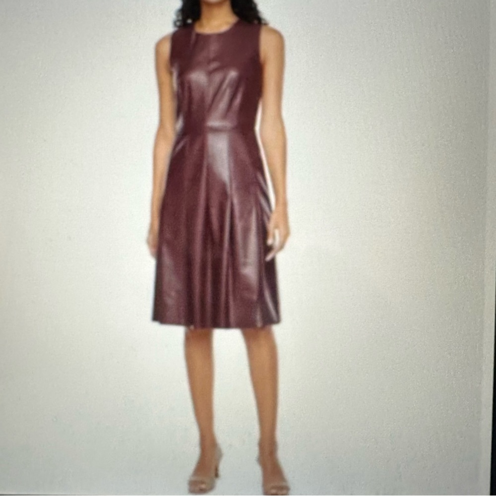 Liz Claiborne Faux Leather Pleated Skirt Dress 2P NWT